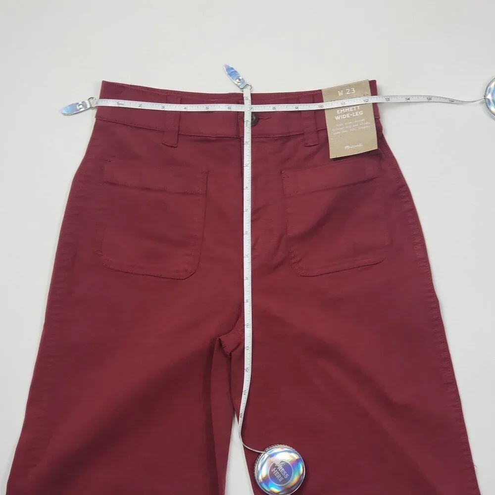 Madewell Emmett Wide-Leg Pants Women's Size 23 Claret Red Patch Pocket Edition - Picture 6 of 16
